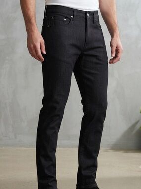 DSTLD Premium Denim Co. Cigarette Raw Black Jeans 34x32 NWT Slim Straight